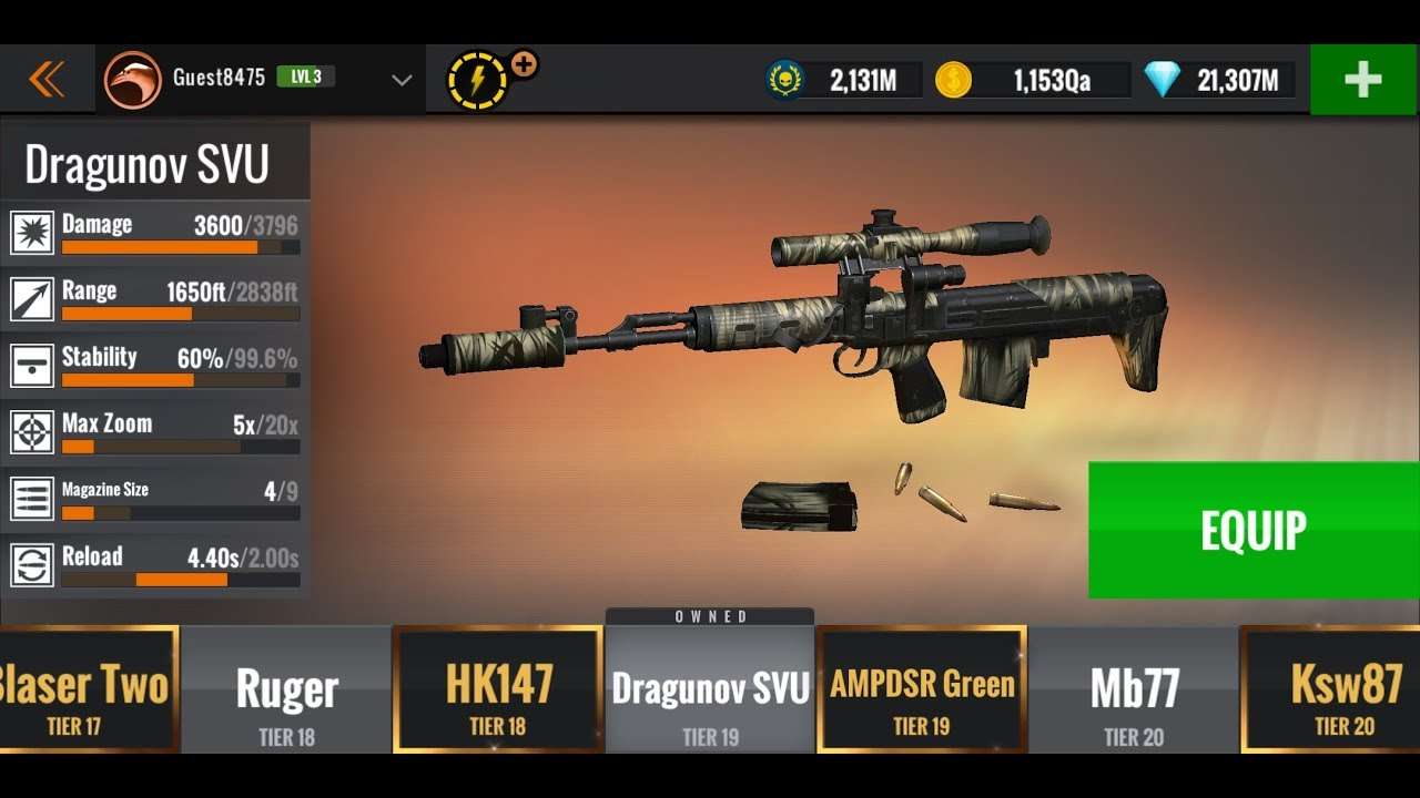 sniper 3d mod apk unlimited money and diamonds 1